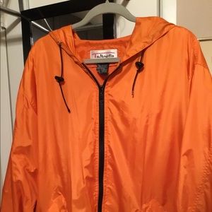 Talbots orange hooded windbreaker, size L